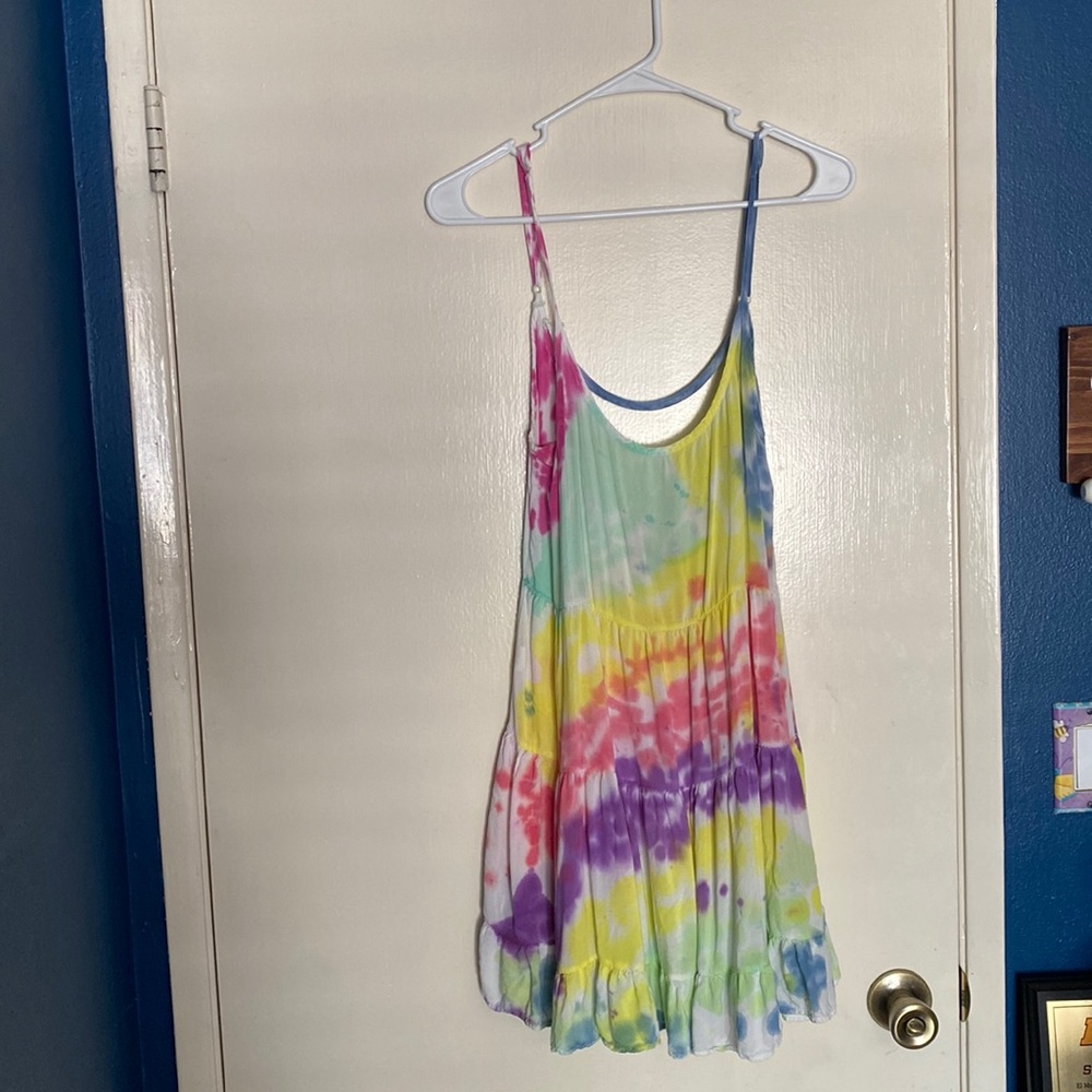 Brandy Melville classic white dress, tie dyed
